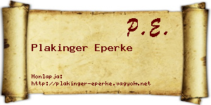 Plakinger Eperke névjegykártya